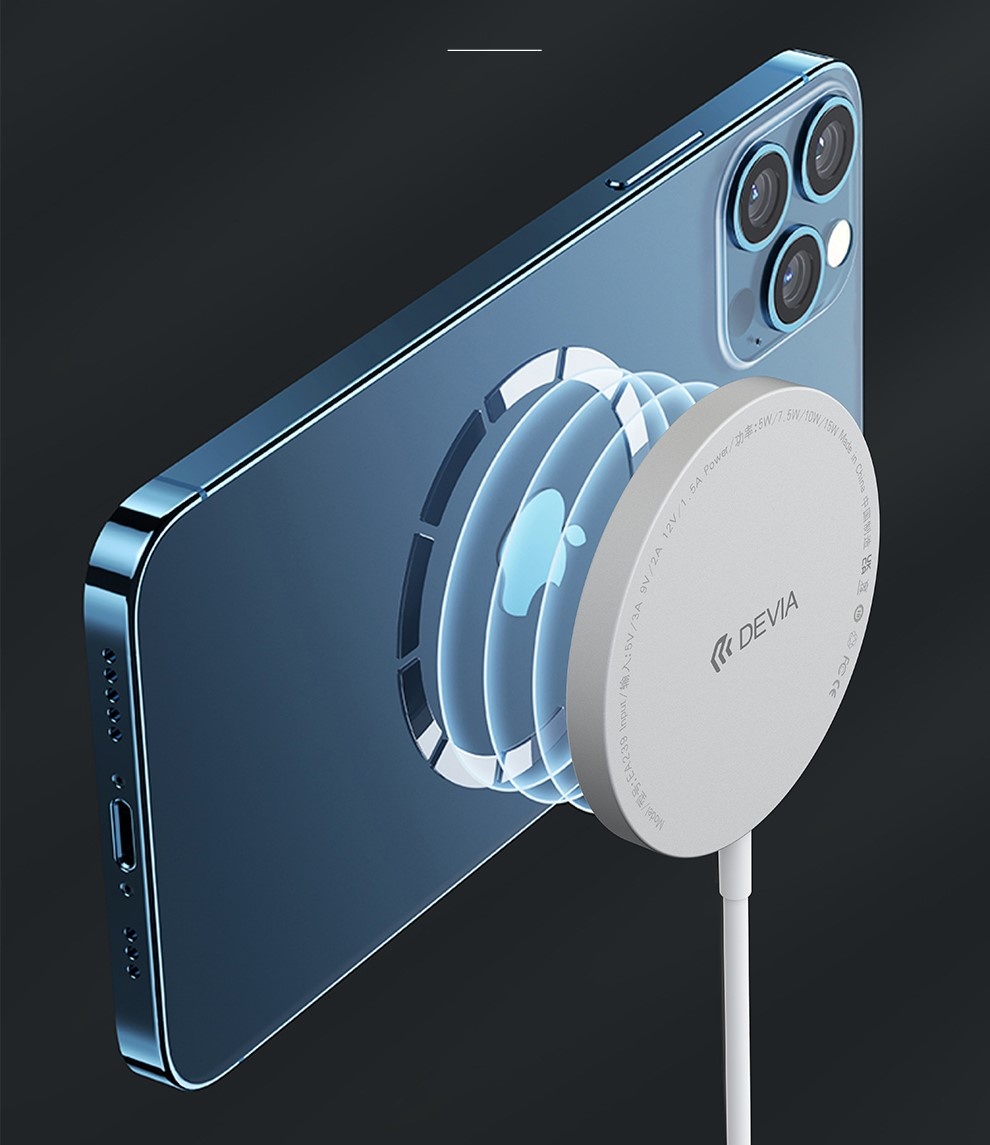 Etna Gepland verklaren Devia Wireless Charger - Draadloze Oplader geschikt voor Samsung en Apple -  Magnetische Snellader 15W - Wit | Case2go.nl