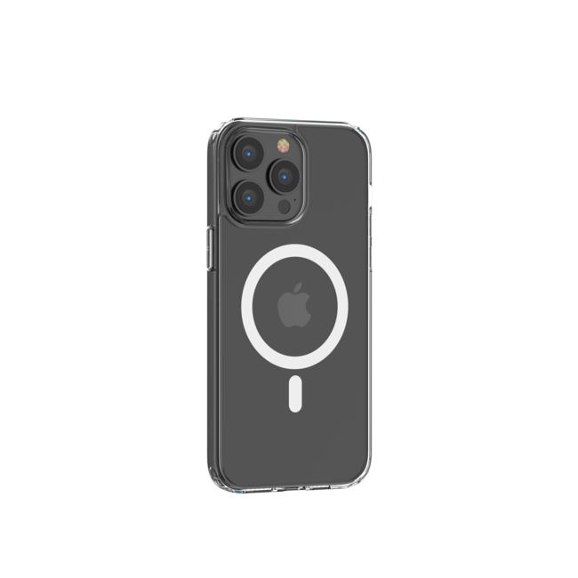 Hoesje geschikt voor Apple iPhone 14 Pro - Devia Case met Magnetische Ring en Oplaadfunctie - Transparante Back Cover - Transparant