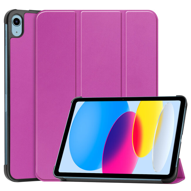Case2go - Tablet hoes geschikt voor Apple iPad 10 10.9 (2022) - Tri-fold hoes met Auto/Wake functie en Magnetische sluiting  - Paars