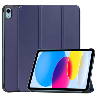 Case2go Case2go - Tablet hoes geschikt voor Apple iPad 10 10.9 (2022) - Tri-fold hoes met Auto/Wake functie en Magnetische sluiting  - Donker Blauw