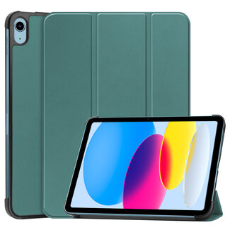 Case2go Case2go - Tablet hoes geschikt voor Apple iPad 10 10.9 (2022) - Tri-fold hoes met Auto/Wake functie en Magnetische sluiting  - Donker Groen