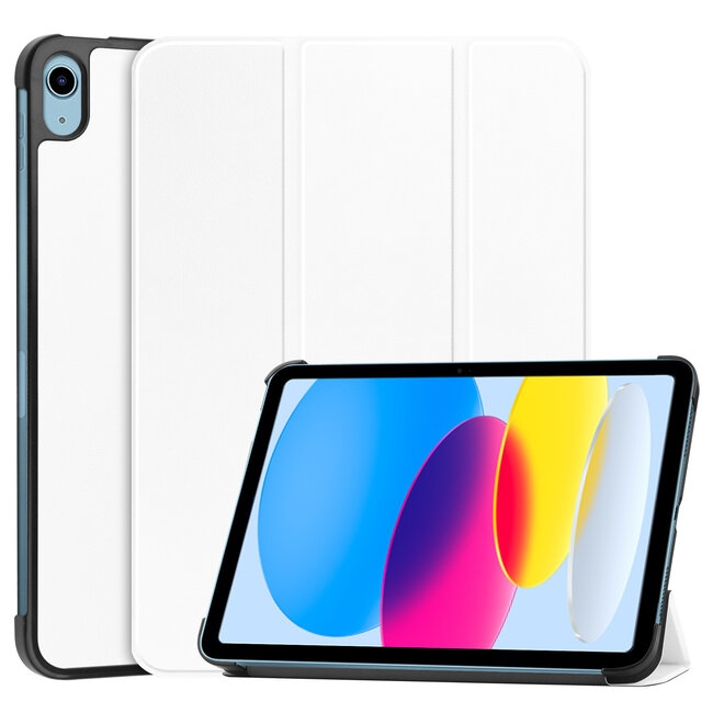 Case2go - Tablet hoes geschikt voor Apple iPad 10 10.9 (2022) - Tri-fold hoes met Auto/Wake functie en Magnetische sluiting  - Wit