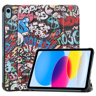 Case2go Case2go - Tablet hoes geschikt voor Apple iPad 10 10.9 (2022) - Tri-fold hoes met Auto/Wake functie en Magnetische sluiting  - Graffiti