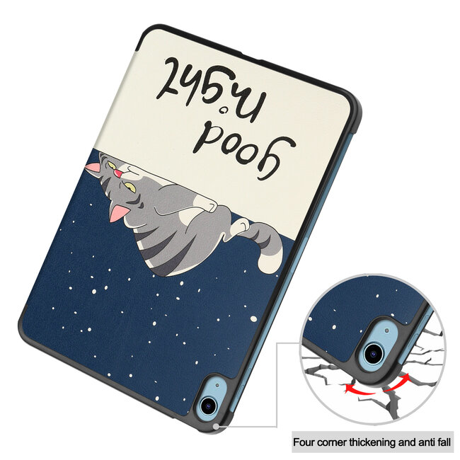 Case2go - Tablet hoes geschikt voor Apple iPad 11 (2025) A16 / Apple iPad 10.9 (2022) - Tri-fold hoes met Auto/Wake functie en Magnetische sluiting - Good Night