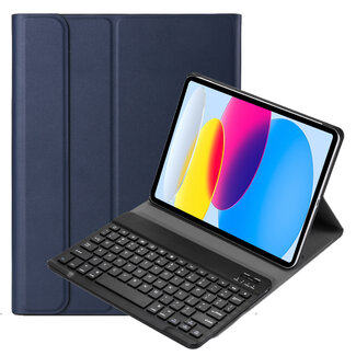 Case2go Case2go - Bluetooth Toetsenbord hoes geschikt voor Apple iPad 10 10.9 Inch (2022) -  QWERTY Keyboard - Auto Wake/Sleep functie - Donker Blauw