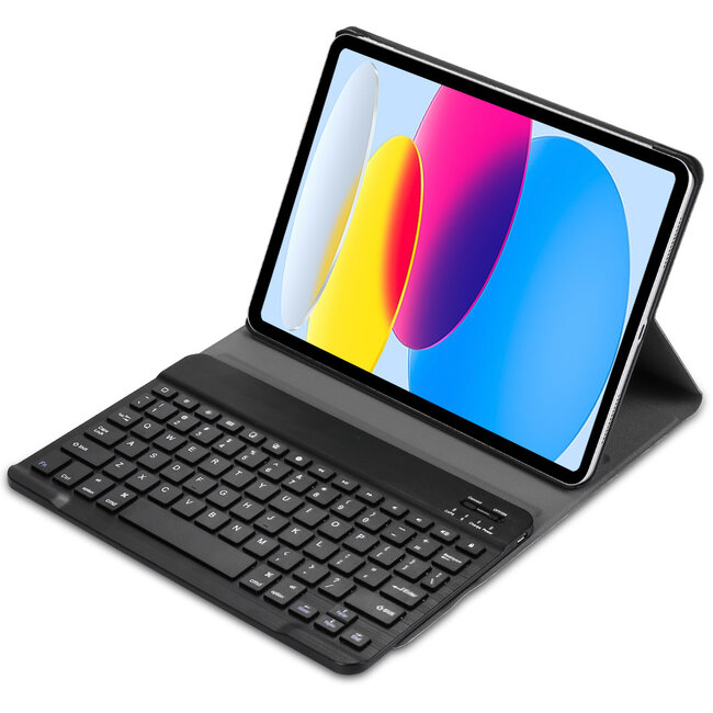 Case2go - Bluetooth Toetsenbord hoes geschikt voor Apple iPad 11 (2025) A16 / Apple iPad 10.9 (2022) - QWERTY Keyboard - Auto Wake/Sleep functie - Donker Blauw
