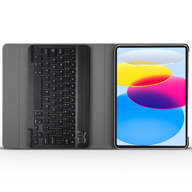 Case2go - Bluetooth Toetsenbord hoes geschikt voor Apple iPad 11 (2025) A16 / Apple iPad 10.9 (2022) - QWERTY Keyboard - Auto Wake/Sleep functie - Donker Blauw