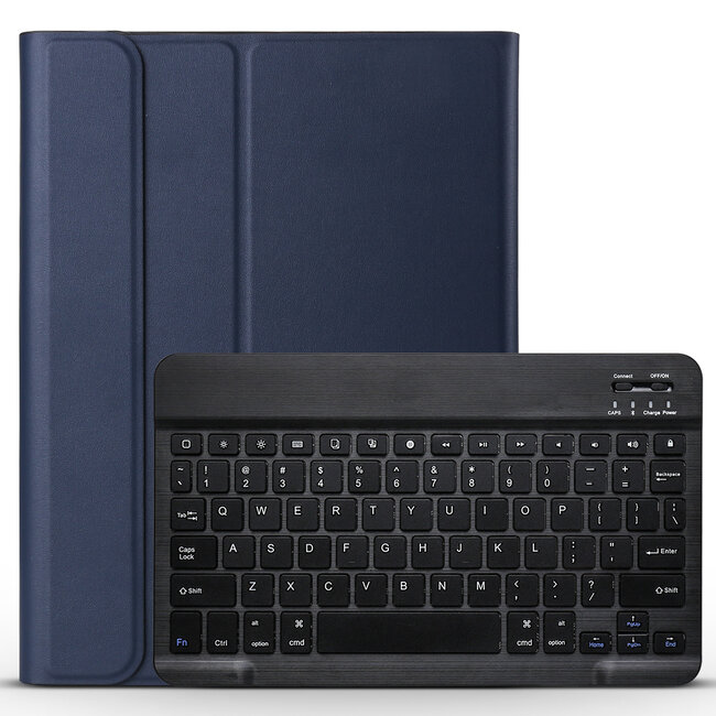 Case2go - Bluetooth Toetsenbord hoes geschikt voor Apple iPad 11 (2025) A16 / Apple iPad 10.9 (2022) - QWERTY Keyboard - Auto Wake/Sleep functie - Donker Blauw