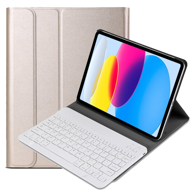 Case2go - Bluetooth Toetsenbord hoes geschikt voor Apple iPad 10 10.9 Inch (2022) -  QWERTY Keyboard - Auto Wake/Sleep functie - Goud