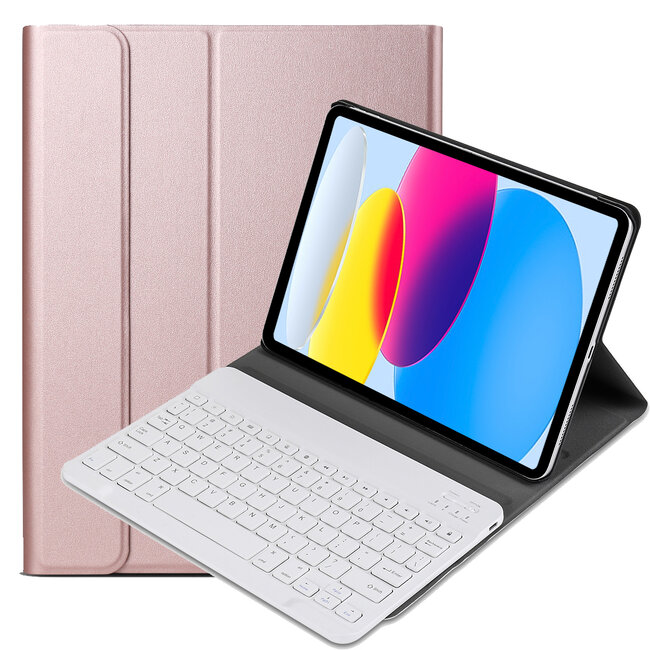 Case2go - Bluetooth Toetsenbord hoes geschikt voor Apple iPad 11 (2025) A16 / Apple iPad 10.9 (2022) - QWERTY Keyboard - Auto Wake/Sleep functie - Roze