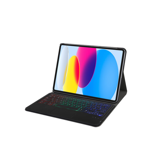 Case2go - Bluetooth Toetsenbord hoes geschikt voor Apple iPad 10.9 (2022) / Apple iPad 11 (2025) - QWERTY Toetsenbord met verlichting - Touchpad - Zwart