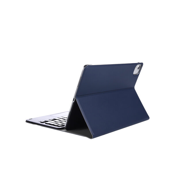 Case2go - Bluetooth Toetsenbord hoes geschikt voor Apple iPad 10.9 (2022) / Apple iPad 11 (2025) - QWERTY Toetsenbord met verlichting - Touchpad - Donker Blauw