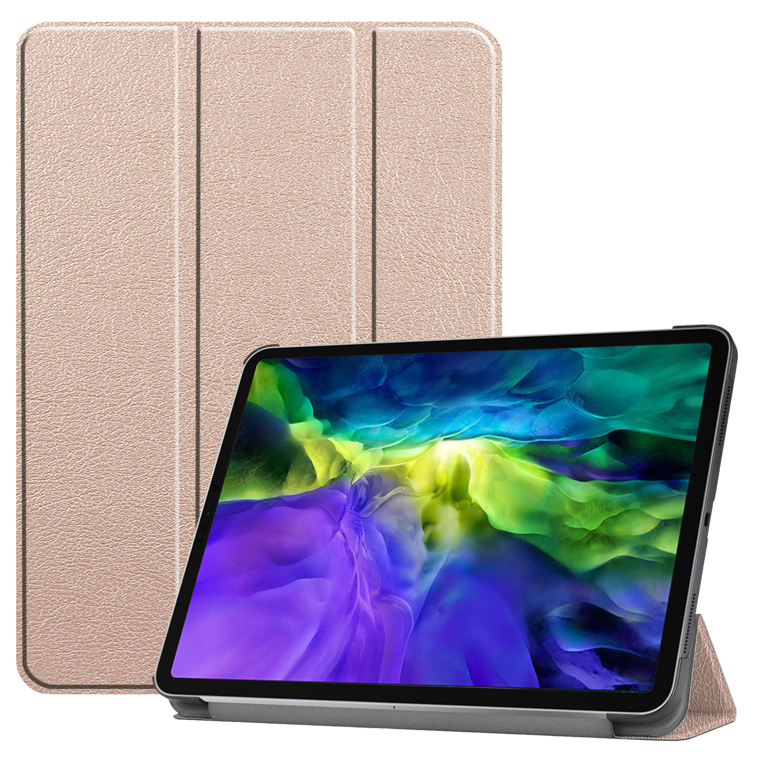 Tablet hoes voor Apple iPad Pro 11 inch (2022) tri-fold cover - Case met Auto Wake/Sleep functie - Goud afbeelding