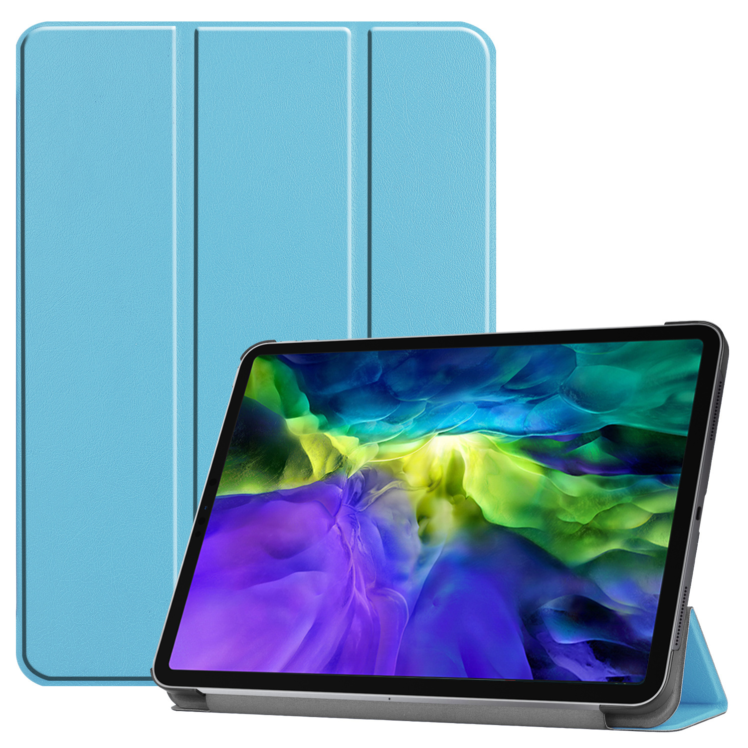 Tablet hoes voor Apple iPad Pro 11 inch (2022) tri-fold cover - Case met Auto Wake/Sleep functie - Licht blauw afbeelding