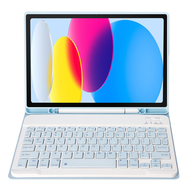 Case2go - Bluetooth Toetsenbord hoes geschikt voor Apple iPad 11 (2025) A16 / Apple iPad 10.9 Inch (2022) - QWERTY - Auto Wake/Sleep functie - Met Pencil Houder - Licht Blauw