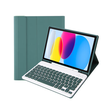 Case2go Case2go - Bluetooth Toetsenbord hoes geschikt voor Apple iPad 10 10.9 Inch (2022) -  QWERTY  - Met Pencil Houder - Groen