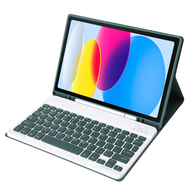 Case2go - Bluetooth Toetsenbord hoes geschikt voor Apple iPad 11 (2025) A16 / Apple iPad 10.9 Inch (2022) - QWERTY - Auto Wake/Sleep functie - Met Pencil Houder - Groen