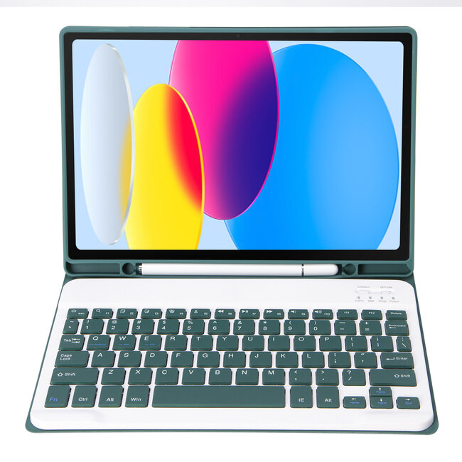 Case2go - Bluetooth Toetsenbord hoes geschikt voor Apple iPad 11 (2025) A16 / Apple iPad 10.9 Inch (2022) - QWERTY - Auto Wake/Sleep functie - Met Pencil Houder - Groen