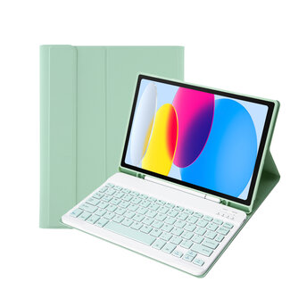 Case2go Case2go - Bluetooth Toetsenbord hoes geschikt voor Apple iPad 10 10.9 Inch (2022) -  QWERTY  - Met Pencil Houder - Licht Groen