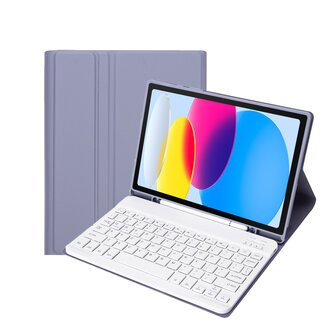 Case2go Case2go - Bluetooth Toetsenbord hoes geschikt voor Apple iPad 10 10.9 Inch (2022) -  QWERTY  - Met Pencil Houder - Paars