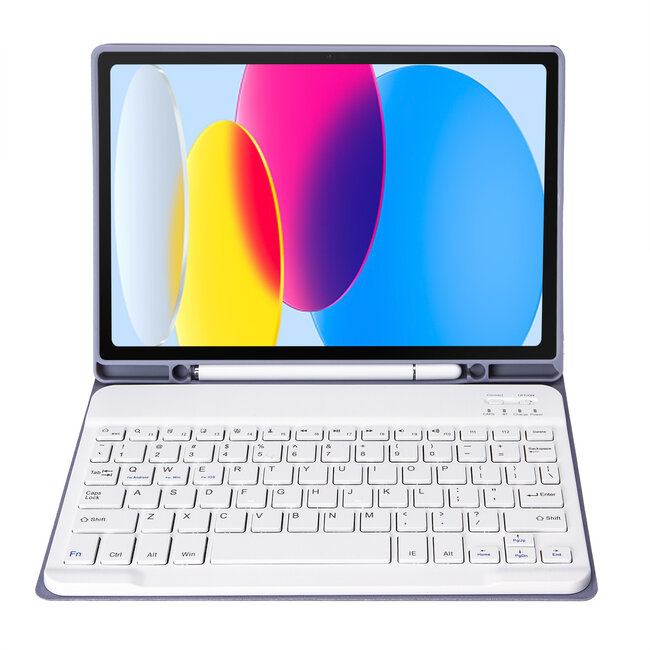 Case2go - Bluetooth Toetsenbord hoes geschikt voor Apple iPad 11 (2025) A16 / Apple iPad 10.9 Inch (2022) - QWERTY - Auto Wake/Sleep functie - Met Pencil Houder - Paars