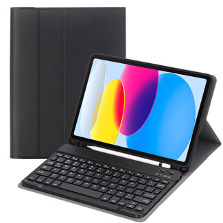 Case2go Case2go - Bluetooth Toetsenbord hoes geschikt voor Apple iPad 10 10.9 Inch (2022) -  QWERTY  - Met Pencil Houder - Zwart