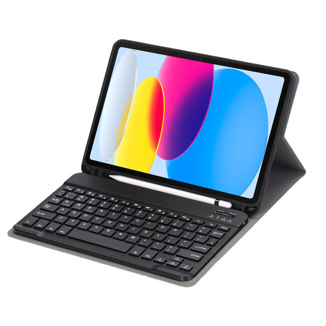 Case2go - Bluetooth Toetsenbord hoes geschikt voor Apple iPad 11 (2025) A16 / Apple iPad 10.9 Inch (2022) - QWERTY - Auto Wake/Sleep functie - Met Pencil Houder - Zwart