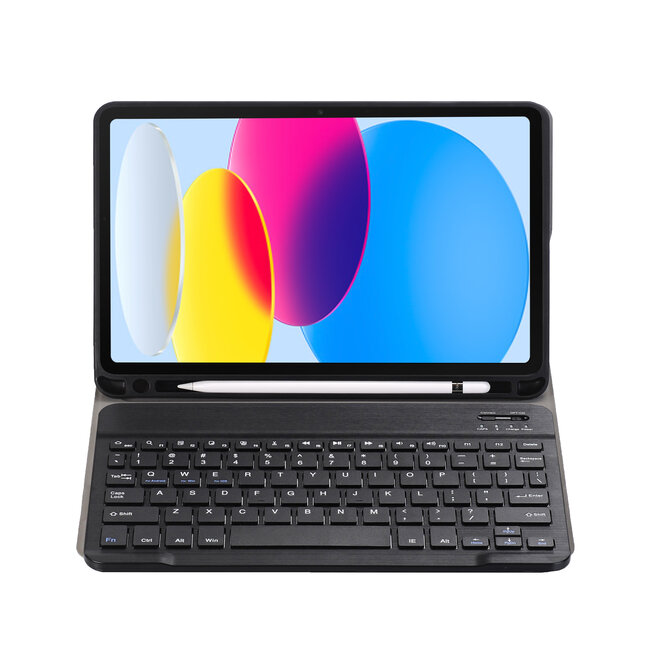 Case2go - Bluetooth Toetsenbord hoes geschikt voor Apple iPad 11 (2025) A16 / Apple iPad 10.9 Inch (2022) - QWERTY - Auto Wake/Sleep functie - Met Pencil Houder - Zwart