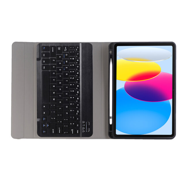 Case2go - Bluetooth Toetsenbord hoes geschikt voor Apple iPad 11 (2025) A16 / Apple iPad 10.9 Inch (2022) - QWERTY - Auto Wake/Sleep functie - Met Pencil Houder - Donker Blauw