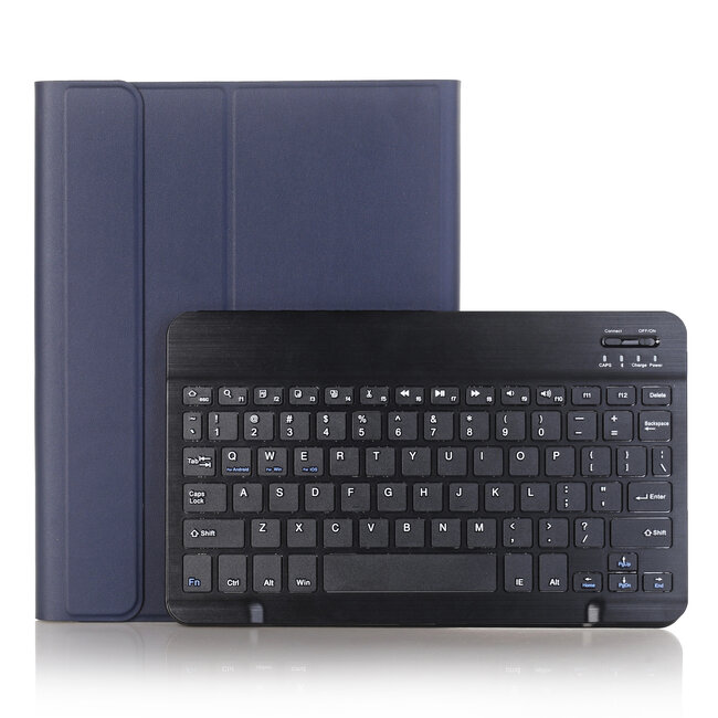 Case2go - Bluetooth Toetsenbord hoes geschikt voor Apple iPad 11 (2025) A16 / Apple iPad 10.9 Inch (2022) - QWERTY - Auto Wake/Sleep functie - Met Pencil Houder - Donker Blauw