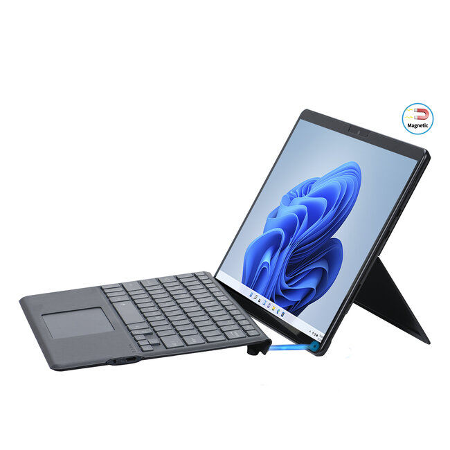 Tablet Hoes geschikt voor Microsoft Surface Pro 8 - Bluetooth Toetsenbord Cover - Met touchpad en toetsenbord verlichting - Zwart
