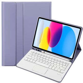 Case2go Case2go - Bluetooth Toetsenbord hoes geschikt voor Apple iPad 10 10.9 Inch (2022) -  QWERTY  - Met Pencil Houder - Paars