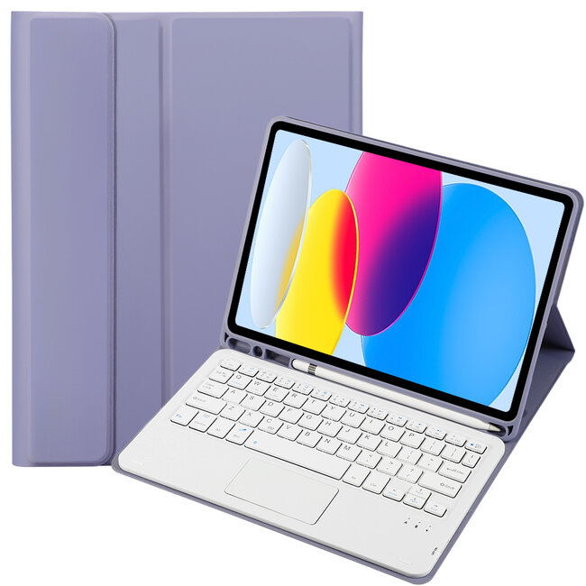 Case2go - Bluetooth Toetsenbord hoes geschikt voor Apple iPad 11 (2025) A16 / Apple iPad 10.9 Inch (2022) - QWERTY - Auto Wake/Sleep functie - Met Pencil Houder - Touchpad - Paars