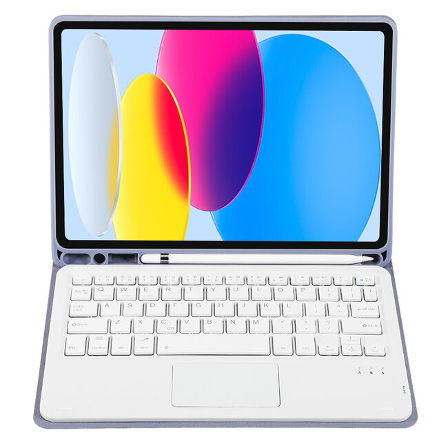 Case2go - Bluetooth Toetsenbord hoes geschikt voor Apple iPad 11 (2025) A16 / Apple iPad 10.9 Inch (2022) - QWERTY - Auto Wake/Sleep functie - Met Pencil Houder - Touchpad - Paars