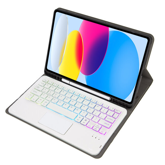 Bluetooth Toetsenbord hoes geschikt voor Apple iPad 10 10.9 Inch (2022) - QWERTY Toetsenbord met verlichting - Pencil houder - Touchpad - Goud