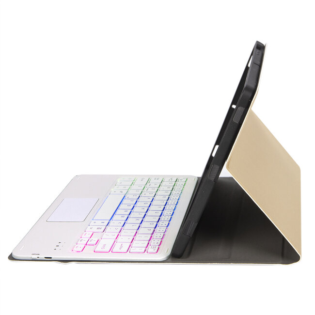 Bluetooth Toetsenbord hoes geschikt voor Apple iPad 10 10.9 Inch (2022) - QWERTY Toetsenbord met verlichting - Pencil houder - Touchpad - Goud