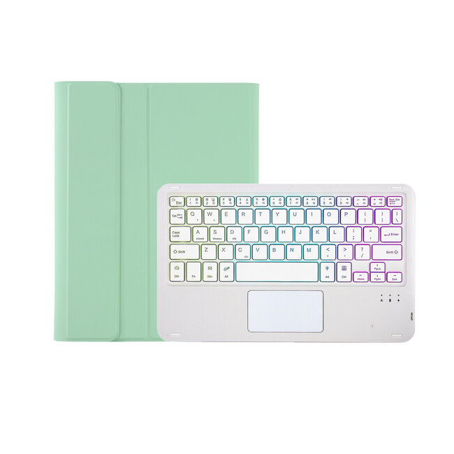 Case2go - Bluetooth Toetsenbord hoes geschikt voor Apple iPad 11 (2025) A16 / Apple iPad 10.9 (2022) - QWERTY Toetsenbord met verlichting - Pencil houder - Touchpad - Licht Groen