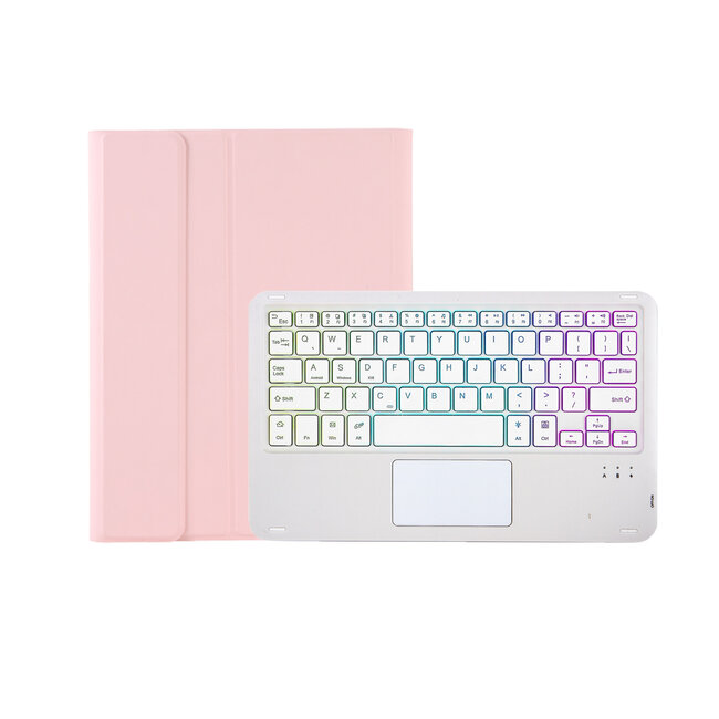 Case2go - Bluetooth Toetsenbord hoes geschikt voor Apple iPad 11 (2025) A16 / Apple iPad 10.9 (2022) - QWERTY Toetsenbord met verlichting - Pencil houder - Touchpad - Roze