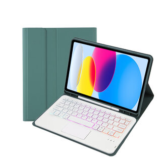 Case2go Case2go - Bluetooth Toetsenbord hoes geschikt voor Apple iPad 10 10.9 Inch (2022) - QWERTY Toetsenbord met verlichting - Pencil houder - Touchpad - Groen