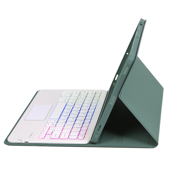 Case2go - Bluetooth Toetsenbord hoes geschikt voor Apple iPad 11 (2025) A16 / Apple iPad 10.9 (2022) - QWERTY Toetsenbord met verlichting - Pencil houder - Touchpad - Touchpad - Groen