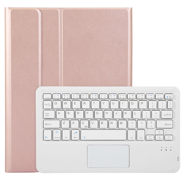 Case2go - Bluetooth Toetsenbord hoes geschikt voor Apple iPad 11 (2025) A16 / Apple iPad 10.9 Inch (2022) - QWERTY - Auto Wake/Sleep functie - Met Pencil Houder - Touchpad - Rose Gold