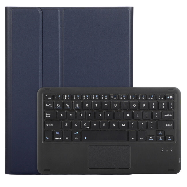 Case2go - Bluetooth Toetsenbord hoes geschikt voor Apple iPad 11 (2025) A16 / Apple iPad 10.9 Inch (2022) - QWERTY - Auto Wake/Sleep functie - Met Pencil Houder - Touchpad - Donker Blauw