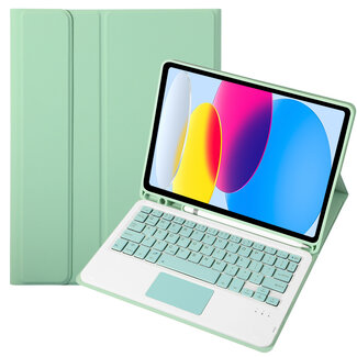 Case2go Case2go - Bluetooth Toetsenbord hoes geschikt voor Apple iPad 10 10.9 Inch (2022) -  QWERTY  - Met Pencil Houder - Licht Groen