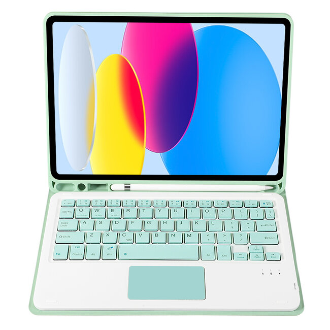 Case2go - Bluetooth Toetsenbord hoes geschikt voor Apple iPad 11 (2025) A16 / Apple iPad 10.9 Inch (2022) - QWERTY - Auto Wake/Sleep functie - Met Pencil Houder - Touchpad - Licht Groen
