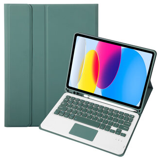 Case2go Case2go - Bluetooth Toetsenbord hoes geschikt voor Apple iPad 10 10.9 Inch (2022) -  QWERTY  - Met Pencil Houder - Groen