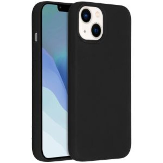 Hoesje geschikt voor Apple iPhone 14 - Devia Siliconen Case - Back Cover met Oplaadfunctie - Zwart