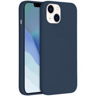 Devia Hoesje geschikt voor Apple iPhone 14 - Devia Siliconen Case - Back Cover met Oplaadfunctie - Marine Blauw