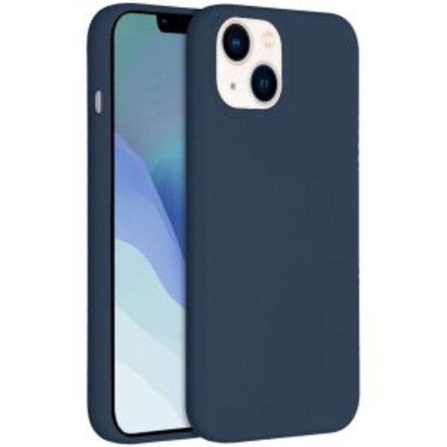 Hoesje geschikt voor Apple iPhone 14 - Devia Siliconen Case - Back Cover met Oplaadfunctie - Marine Blauw