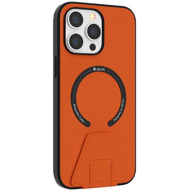 Hoesje geschikt voor Apple iPhone 14 - Devia Magnetische Case - Back Cover met Standfunctie &amp;amp; Oplaadfuncties - Oranje