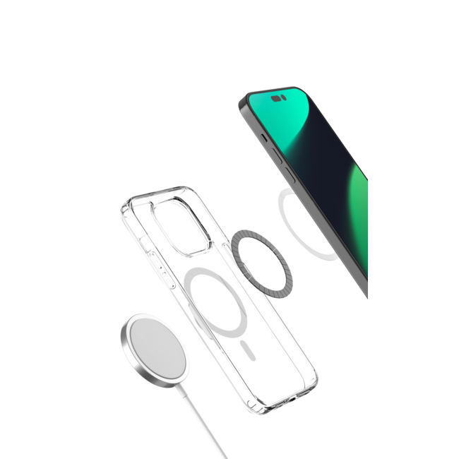 Hoesje geschikt voor Apple iPhone 14 Pro Max - Devia Case met Magnetische Ring en Oplaadfunctie - Transparante Back Cover - Transparant